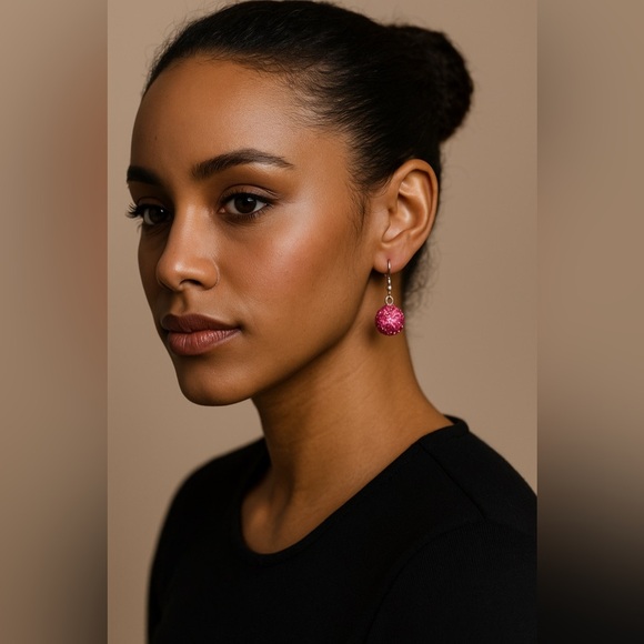 Pink Beaded Drop Earrings - Picture 1 of 3
